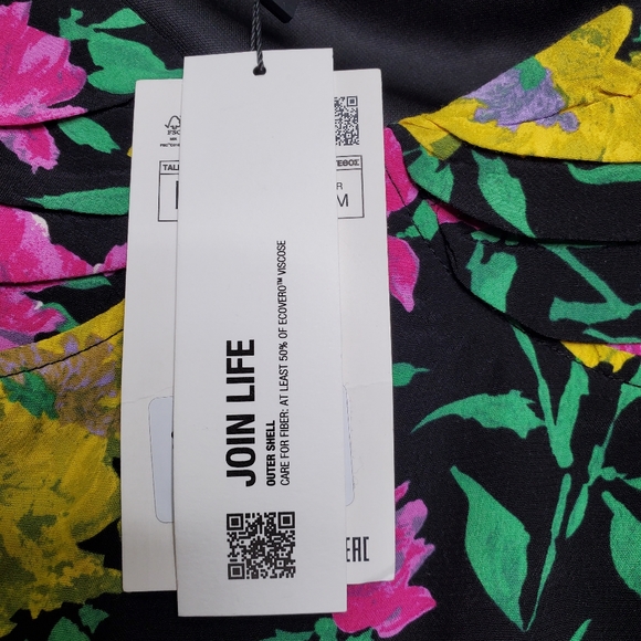 NWT ZARA Black Floral Printed Crop Top Long Sleeves Blouse Size Medium Ruched M - Picture 6 of 13
